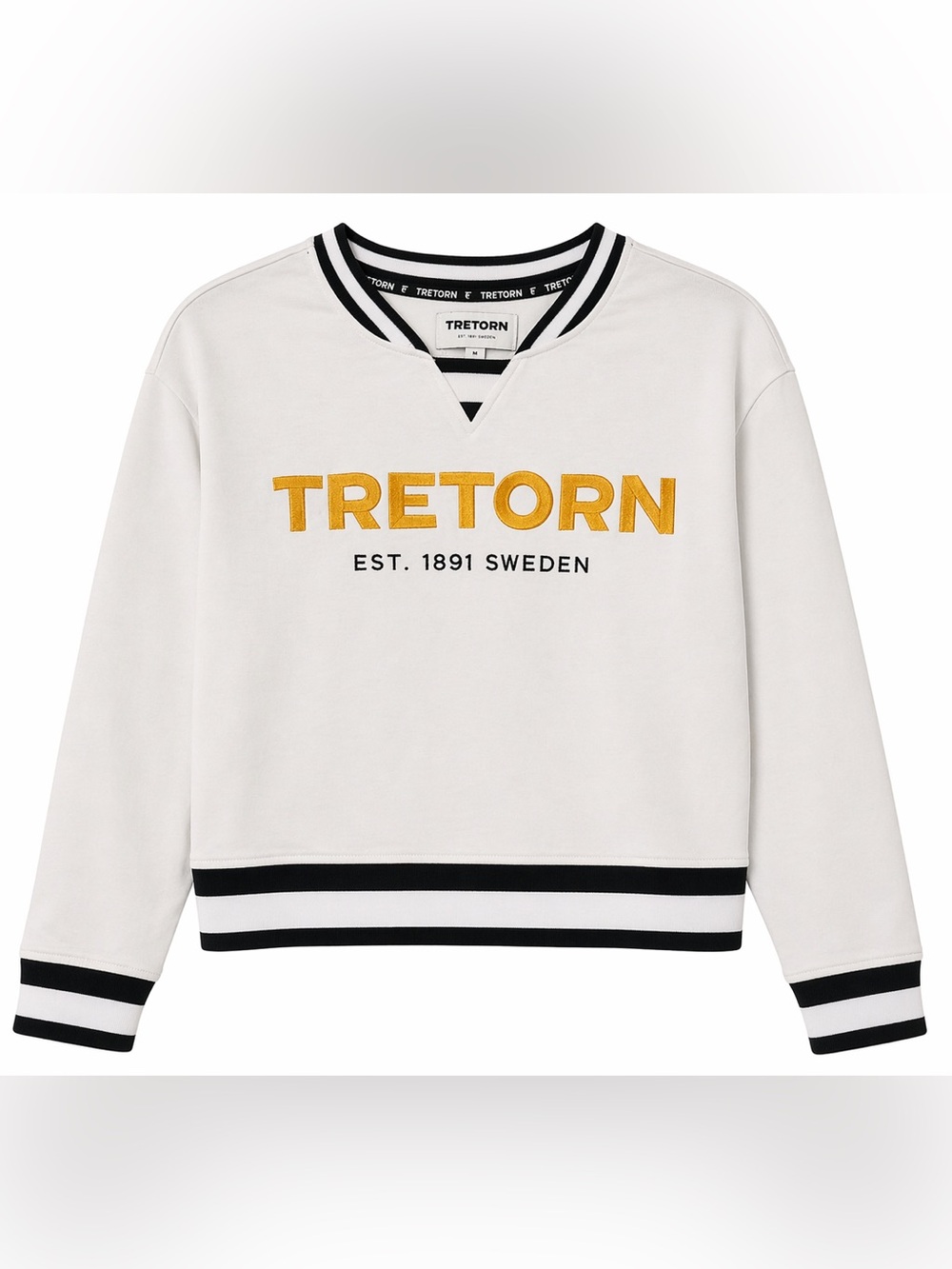 Anthropologie Tretorn White V- Neck Pullover with Gold Logo- M